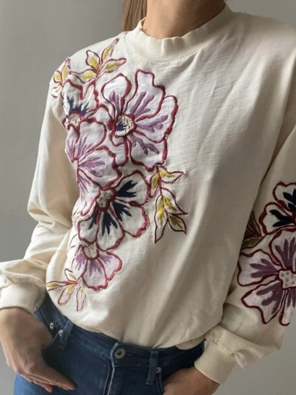 Anthropologie Applique Sweatshirt- Size XXS
